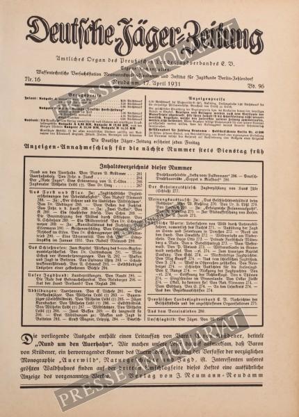 Deutsche Jäger Zeitung, 17.04.1931 bis 23.04.1931