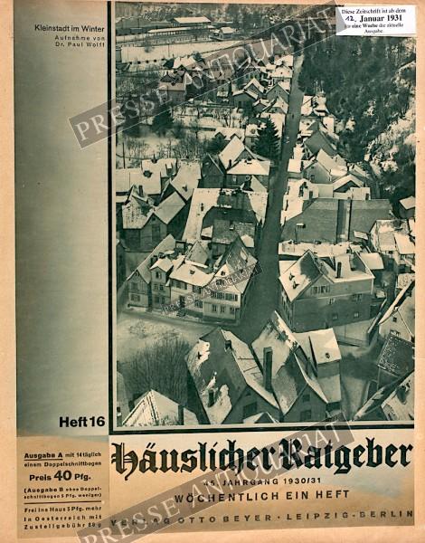 Häuslicher Ratgeber, 12.01.1931 bis 18.01.1931